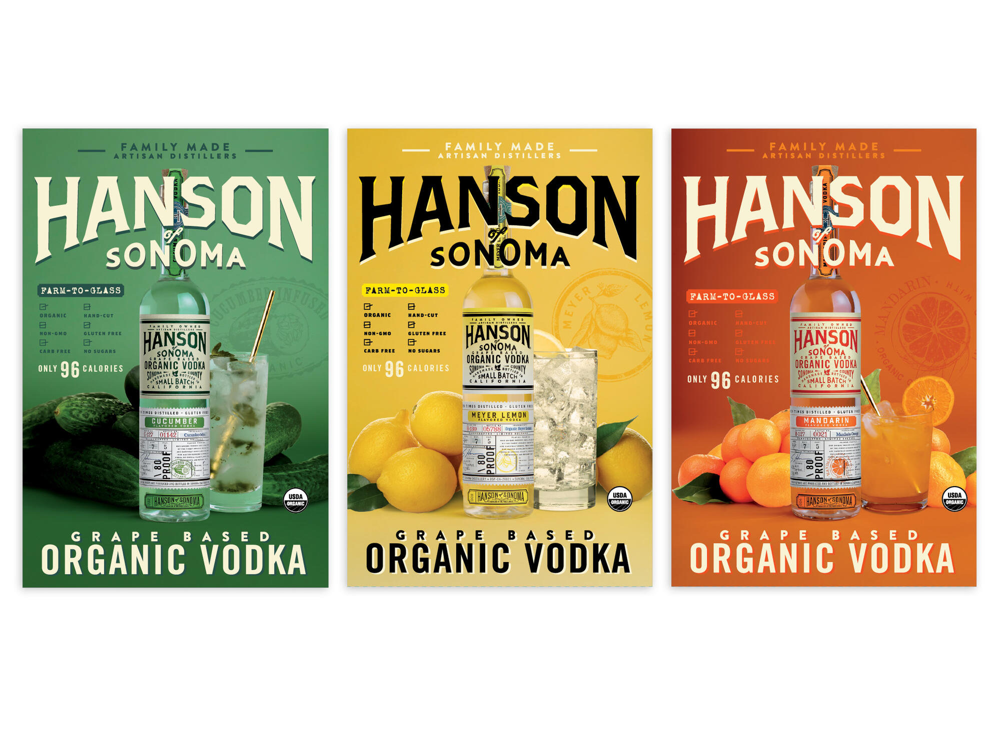 Hanson Vodka | Individual Flavor Table Tents