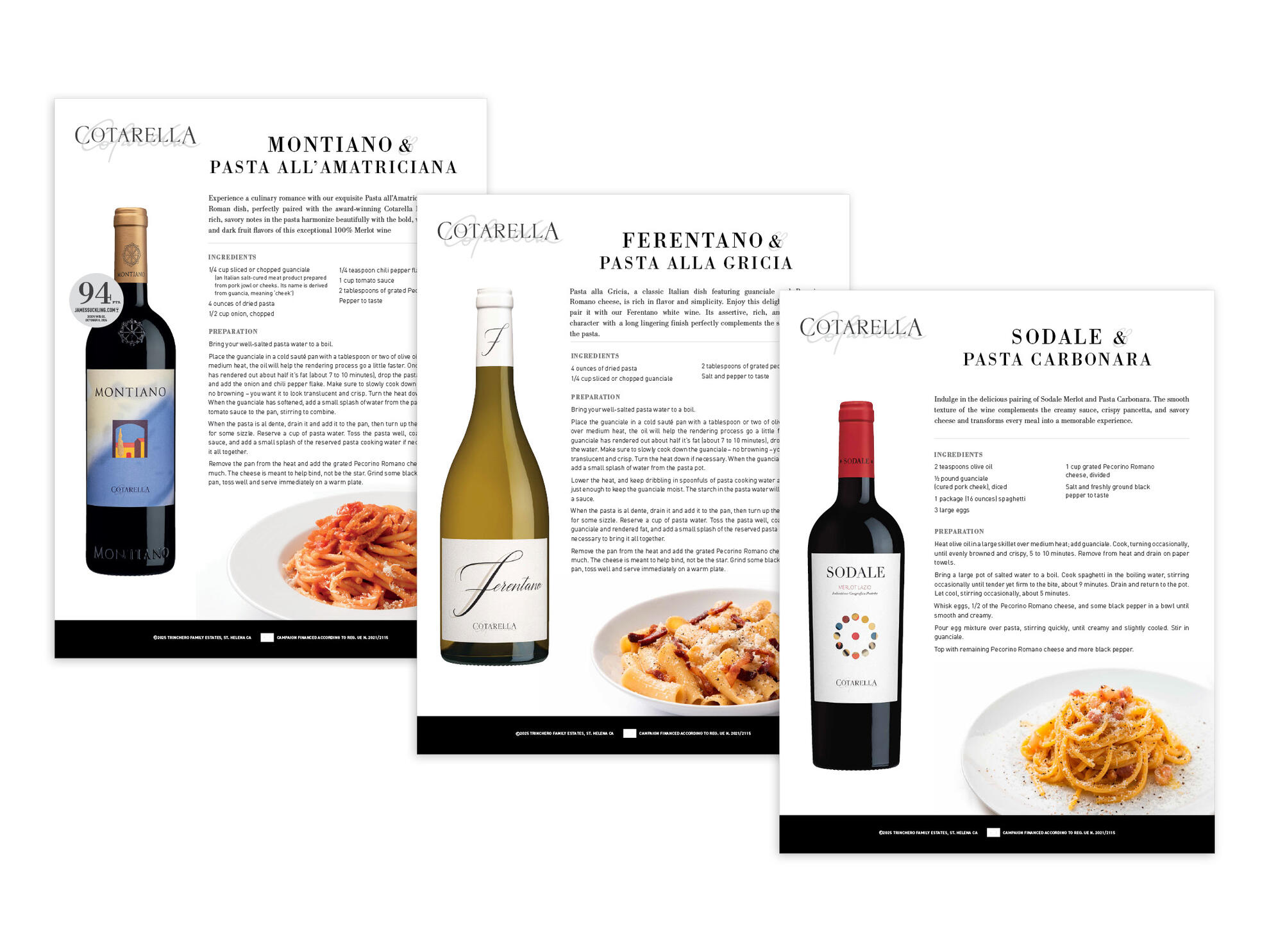 Cotarella | Pasta Recipe Sales Sheets
