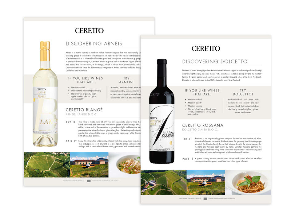 Ceretto | "Discovering" Sales Sheets