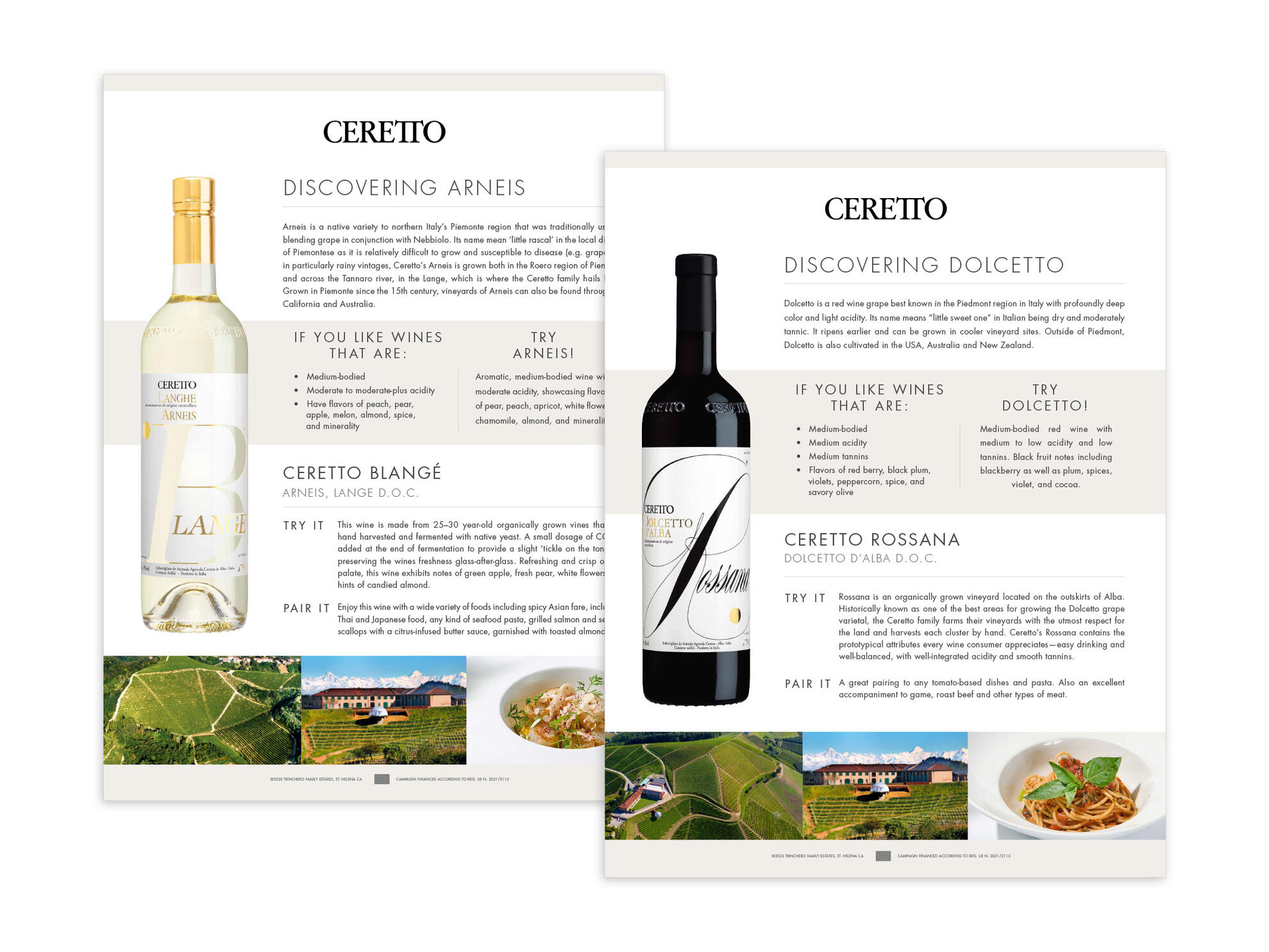 Ceretto | "Discovering" Sales Sheets