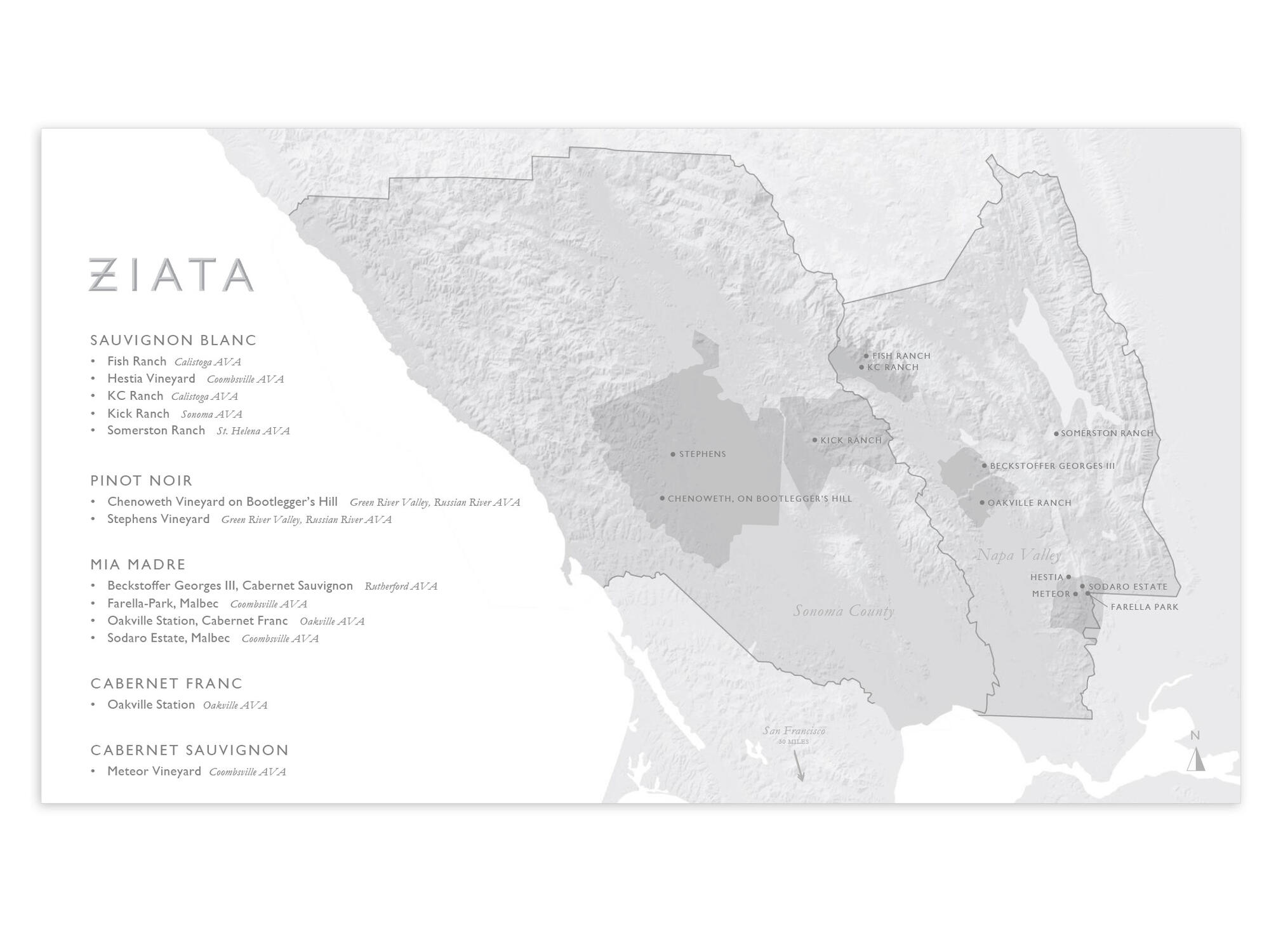 ZIATA | Vineyard Map. Made with Google Earth, Adobe Illustrator, and Powerpoint.