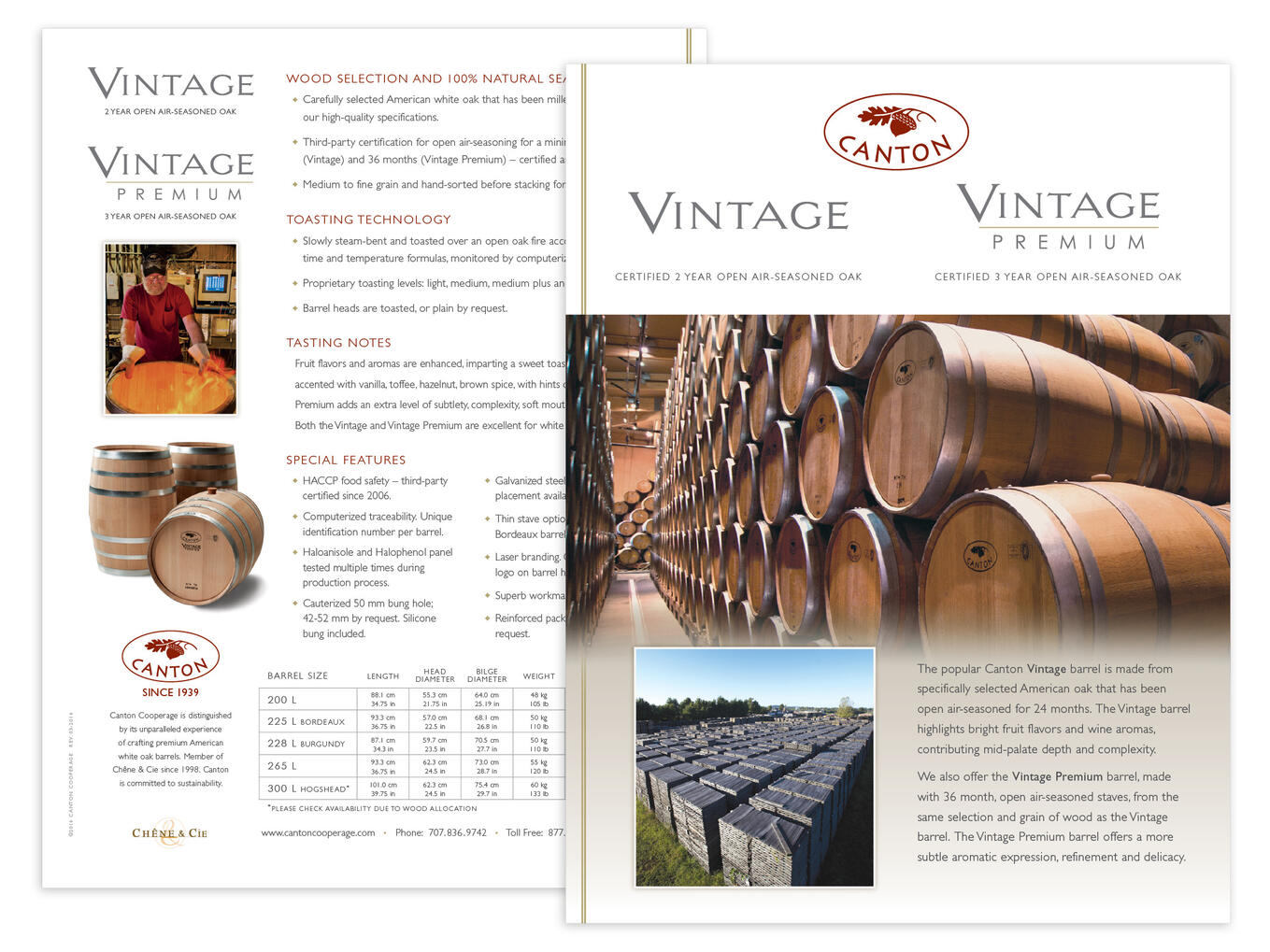 Canton Cooperage Vintage & Vintage Premium Sales Sheet